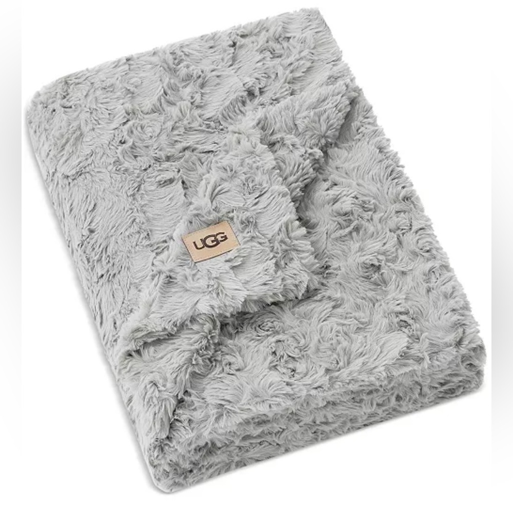 UGG Adalee Faux Fur Throw, 50" x 70" Seal Gray NWT - Picture 4 of 6